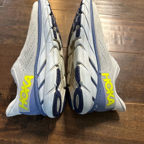 Women’s HOKA One One Clifton 7 Running Shoes Gray, Blue, Lime - Picture 3 of 10